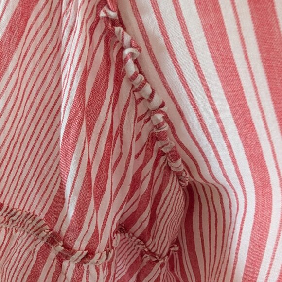 H&M Red White Stripe Ruffle Flutter Sleeve Blouse Boho Size 6 - Picture 7 of 11